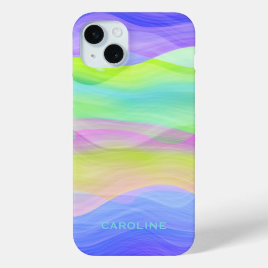 Custom Aqua Blue Lime Groene Paarse golven Stripes Case-Mate iPhone Case (Achterkant)