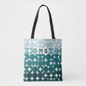 Custom Aqua Seafoam Blauwgroen Green Retro Art Pat Tote Bag (Voorkant)