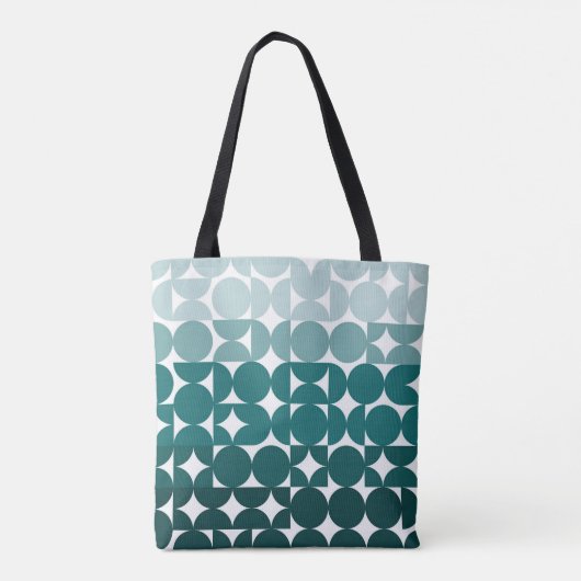Custom Aqua Seafoam Blauwgroen Green Retro Art Pat Tote Bag (Achterkant)