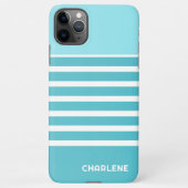 Custom Aqua Turquoise Blauw Groen Wit Strepen iPhone Hoesje (Achterkant)