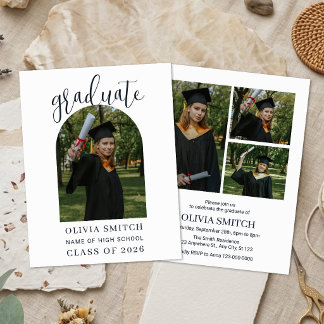 Custom Arch Photo Graduation Party Invitation Kaart