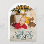 Custom Arch-Shaped Merriest Christmas Photo Card Kaart (Voorkant / Achterkant)