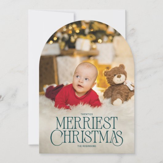 Custom Arch-Shaped Merriest Christmas Photo Card Kaart (Voorkant)