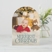 Custom Arch-Shaped Merriest Christmas Photo Card Kaart (Staand voorkant)