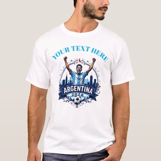 Custom Argentina Soccer Football Team Supporters T-shirt (Voorkant)