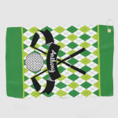 Custom Argyle Green Golfhanddoek (Horizontaal)