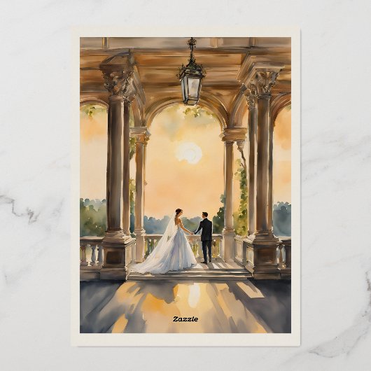 Custom Art Cliveden House Huwelijksuitnodiging Folie Uitnodiging (Achterkant)