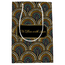 Custom Art Deco Embroidered-Style Paper Bag Medium Cadeauzakje