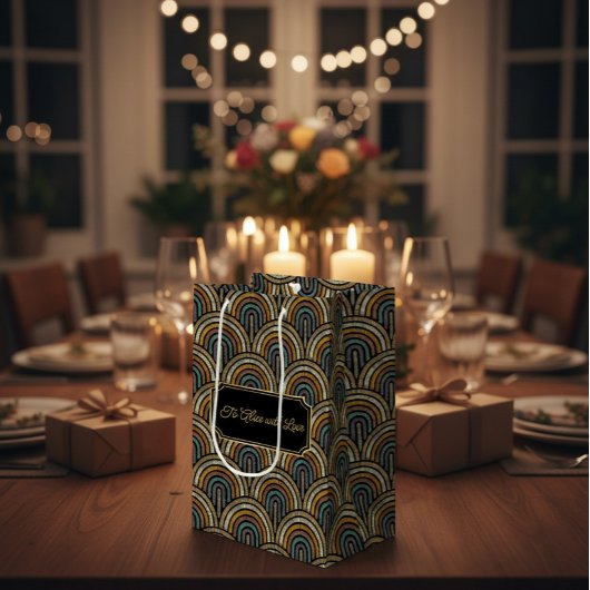 Custom Art Deco Embroidered-Style Paper Bag  Medium Cadeauzakje