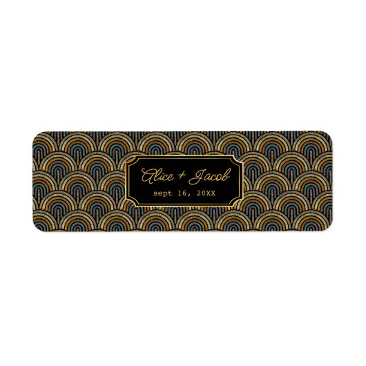 Custom Art Deco Wedding Cigar Wrap with Names Etiket (Voorkant)