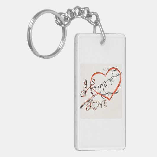 custom art design calligraphy sleutelhanger (Voorkant Links)