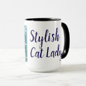 Custom Art Nouveau kat Stijlvolle Cat Lady Mok (Voorkant rechts)