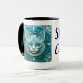 Custom Art Nouveau kat Stijlvolle Cat Lady Mok (Voorkant links)