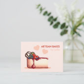 Custom Artisan Bakery Business Card with Cake Visitekaartje (Staand voorkant)