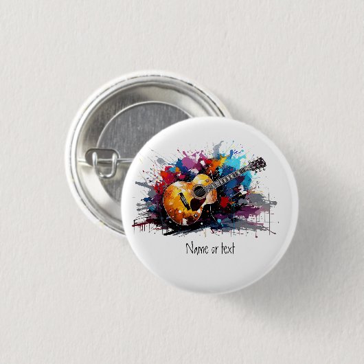 Custom Artistic Abstract Guitar Music Lover's Art  Ronde Button 3,2 Cm (Voorkant /achterkant)