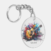 Custom Artistic Abstract Guitar Music Lover's Art Sleutelhanger (Voorkant Links)
