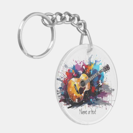 Custom Artistic Abstract Guitar Music Lover's Art  Sleutelhanger (Voorkant Links)