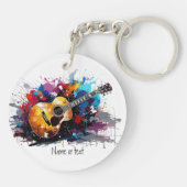 Custom Artistic Abstract Guitar Music Lover's Art Sleutelhanger (Achterkant)