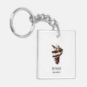 Custom Artistic Coastal Hotel kamernummer Sleutelhanger (Voorkant Links)