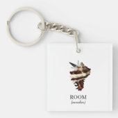 Custom Artistic Coastal Hotel kamernummer Sleutelhanger (Voorkant)