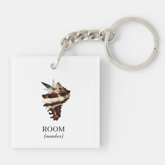 Custom Artistic Coastal Hotel kamernummer Sleutelhanger (Achterkant)