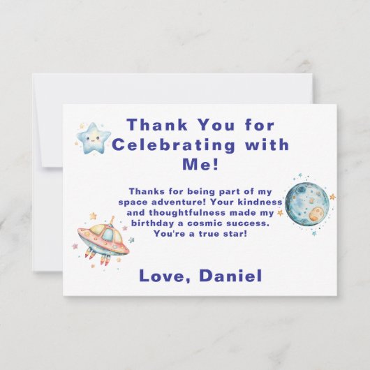 Custom Astronaut Space-thema Dank u Bedankkaart (Voorkant)