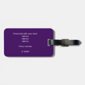 custom athlete monogram purple black soccer balls bagagelabel (Achterkant horizontaal)