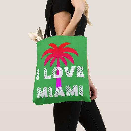 Custom attractive vibrant I love Miami Green Tote Bag (Dichtbij)