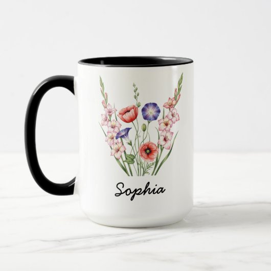 Custom August Birth Flower - Personalized Name Mok (Links)
