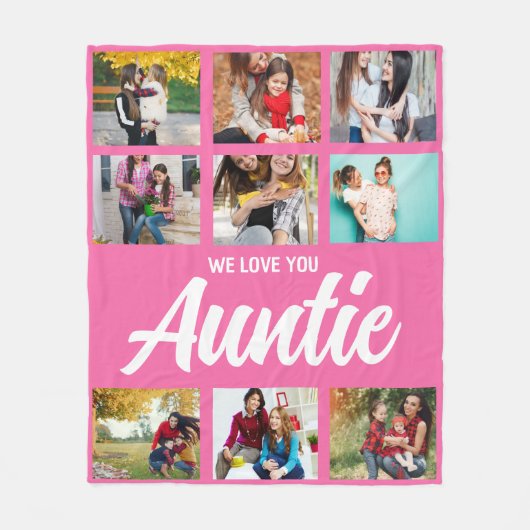 Custom Aunt Photo Throw Gift with Kids Names Fleece Deken (Voorkant)