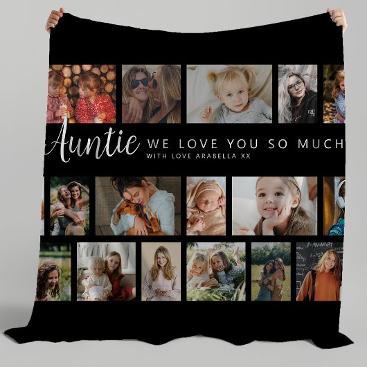 Custom Auntie 18 Photo Collage Fleece Deken