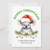 Custom Aussie Wildlife Koala Family Christmas Card Feestdagenkaart (Voorkant)