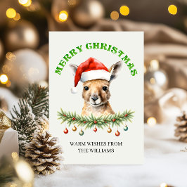 Custom Aussie Wildlife Roo Family Christmas Card Feestdagenkaart