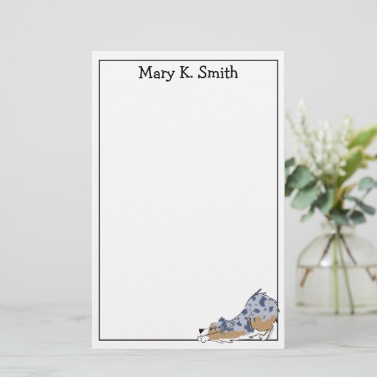 Custom Australian Shepherd Cute Dog Art Briefpapier (Staand voorkant)