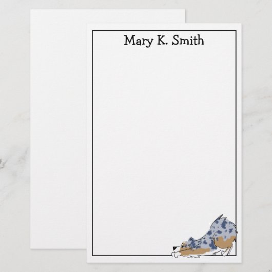 Custom Australian Shepherd Cute Dog Art Briefpapier (Voorkant / Achterkant)