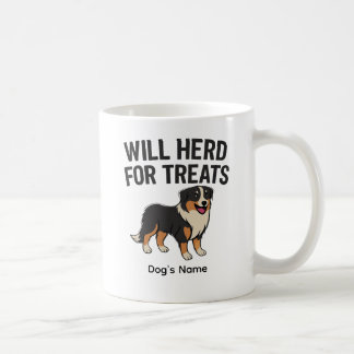 Custom Australian Shepherd “Will Herd for Treats” Koffiemok