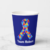 Custom Autism Awareness Ribbon Blue Party Papieren Bekers (Achterkant)
