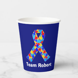 Custom Autism Awareness Ribbon Blue Party Papieren Bekers