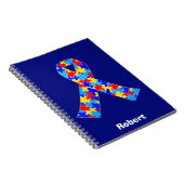 Custom Autism Awareness Ribbon Team Blue Notitieboek (Rechterzijde)
