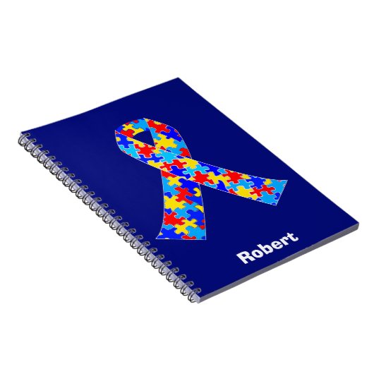 Custom Autism Awareness Ribbon Team Blue Notitieboek (Rechterzijde)