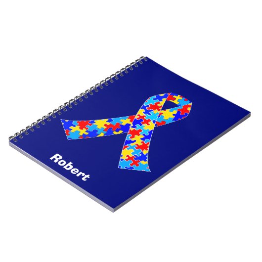 Custom Autism Awareness Ribbon Team Blue Notitieboek (Linkerzijde)