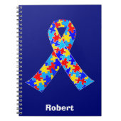 Custom Autism Awareness Ribbon Team Blue Notitieboek (Voorkant)