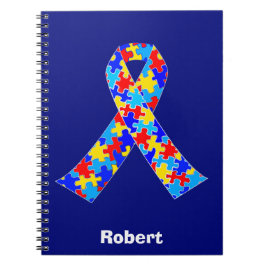 Custom Autism Awareness Ribbon Team Blue Notitieboek