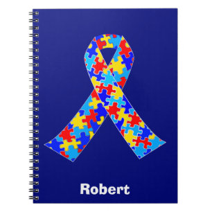Custom Autism Awareness Ribbon Team Blue Notitieboek