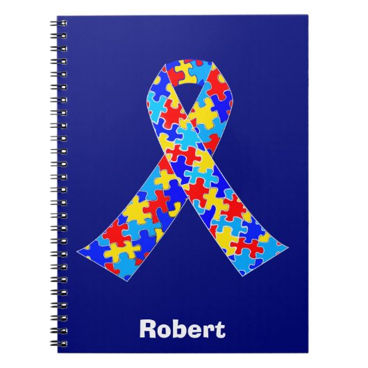 Custom Autism Awareness Ribbon Team Blue Notitieboek (Voorkant)