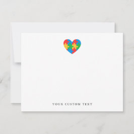 Custom Autism Puzzle Heart Note Card Notitiekaartje