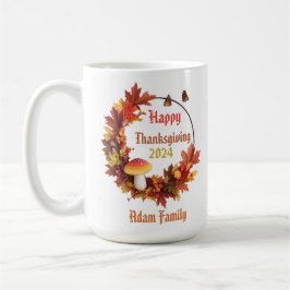 Custom Autumn Leave Happy Thanksgiving Koffiemok