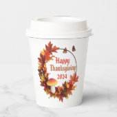 Custom Autumn Leaves Happy Thanksgiving Papieren Bekers (Achterkant)