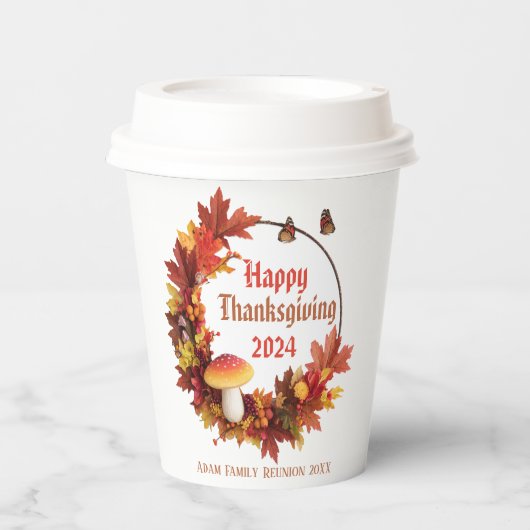 Custom Autumn Leaves Happy Thanksgiving Papieren Bekers (Voorkant)