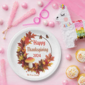 Custom Autumn Leaves Happy Thanksgiving Papieren Bordje (Feest)